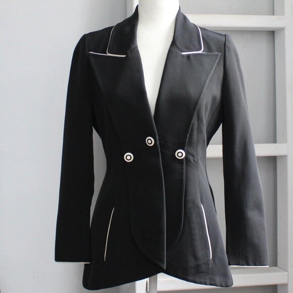 KARL LAGERFELD Runway Vintage '93 Tailored Black & White Blazer Size 36 / Small